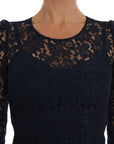 Dolce & Gabbana Blue Taormina Floral Lace Sheath Dress