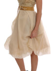 Dolce & Gabbana Gold Silk Crystal Embellished Dress