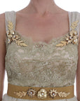 Dolce & Gabbana Gold Silk Crystal Embellished Dress