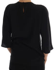 Dolce & Gabbana Black Silk Fairy Tale Top Crystal Blouse