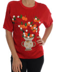 Dolce & Gabbana Red Silk Orange Vase Crystal Top