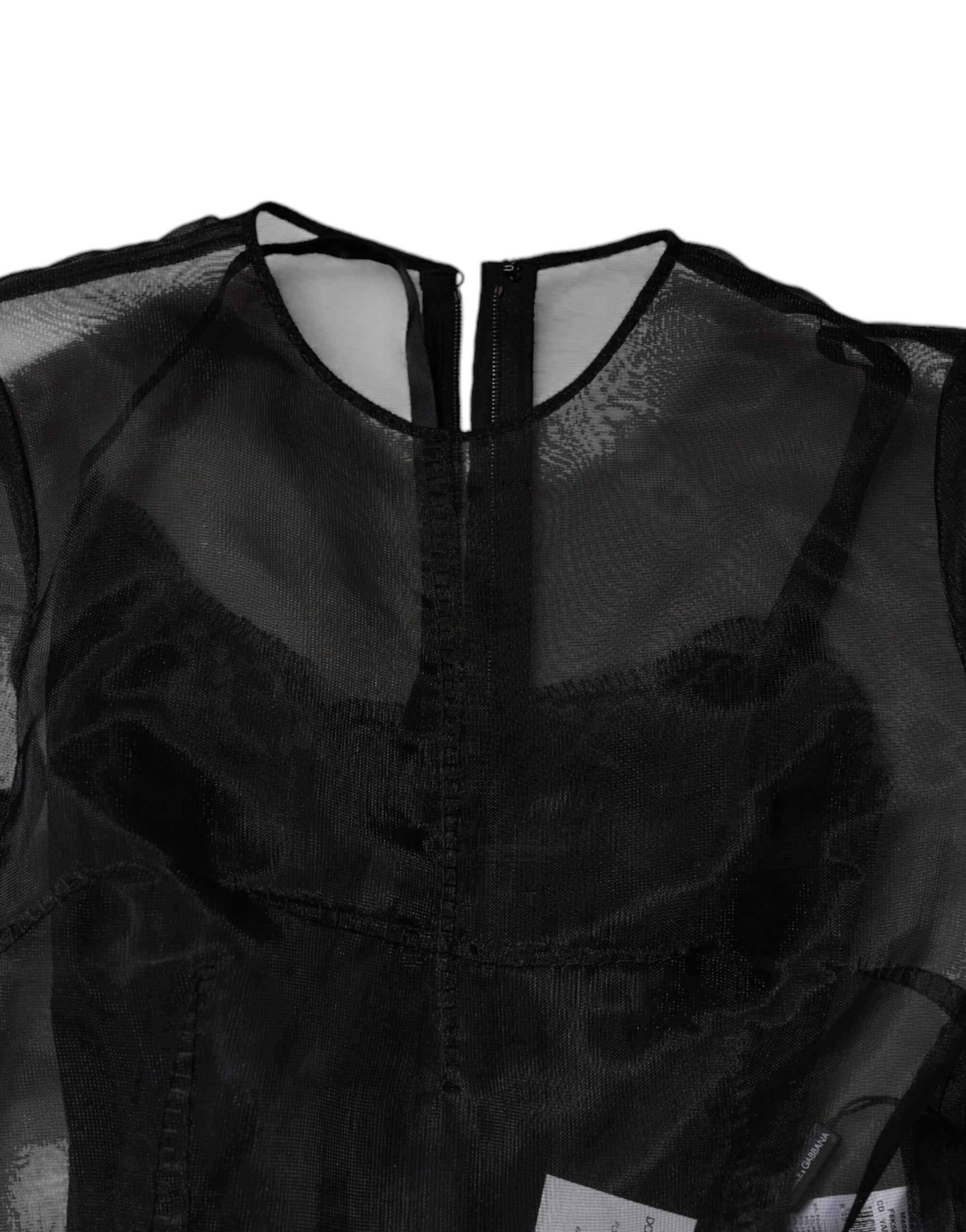 Dolce &amp; Gabbana Black Tulle A-line Midi Cocktail Gown Dress