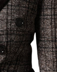 Dolce & Gabbana Brown Plaid Long Sleeve Cropped Coat Jacket