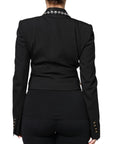 Dolce & Gabbana Black Crystal Double Breasted Blazer Jacket