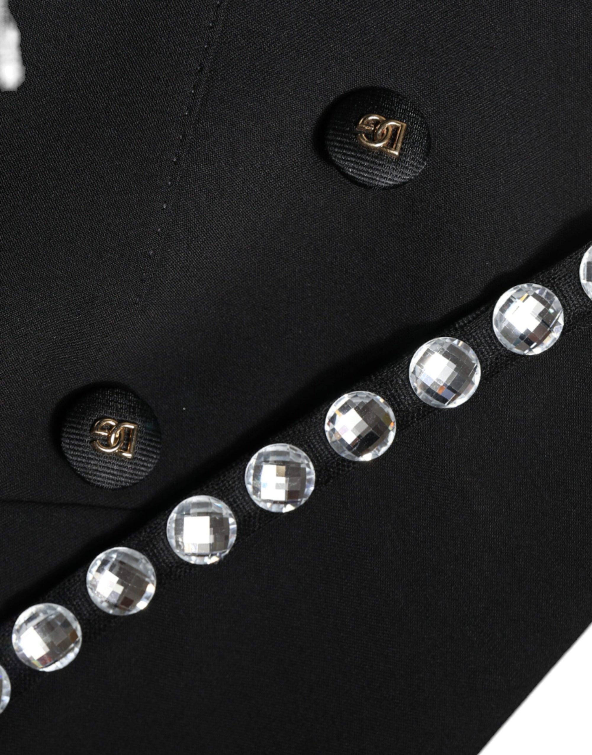 Dolce &amp; Gabbana Black Crystal Double Breasted Blazer Jacket