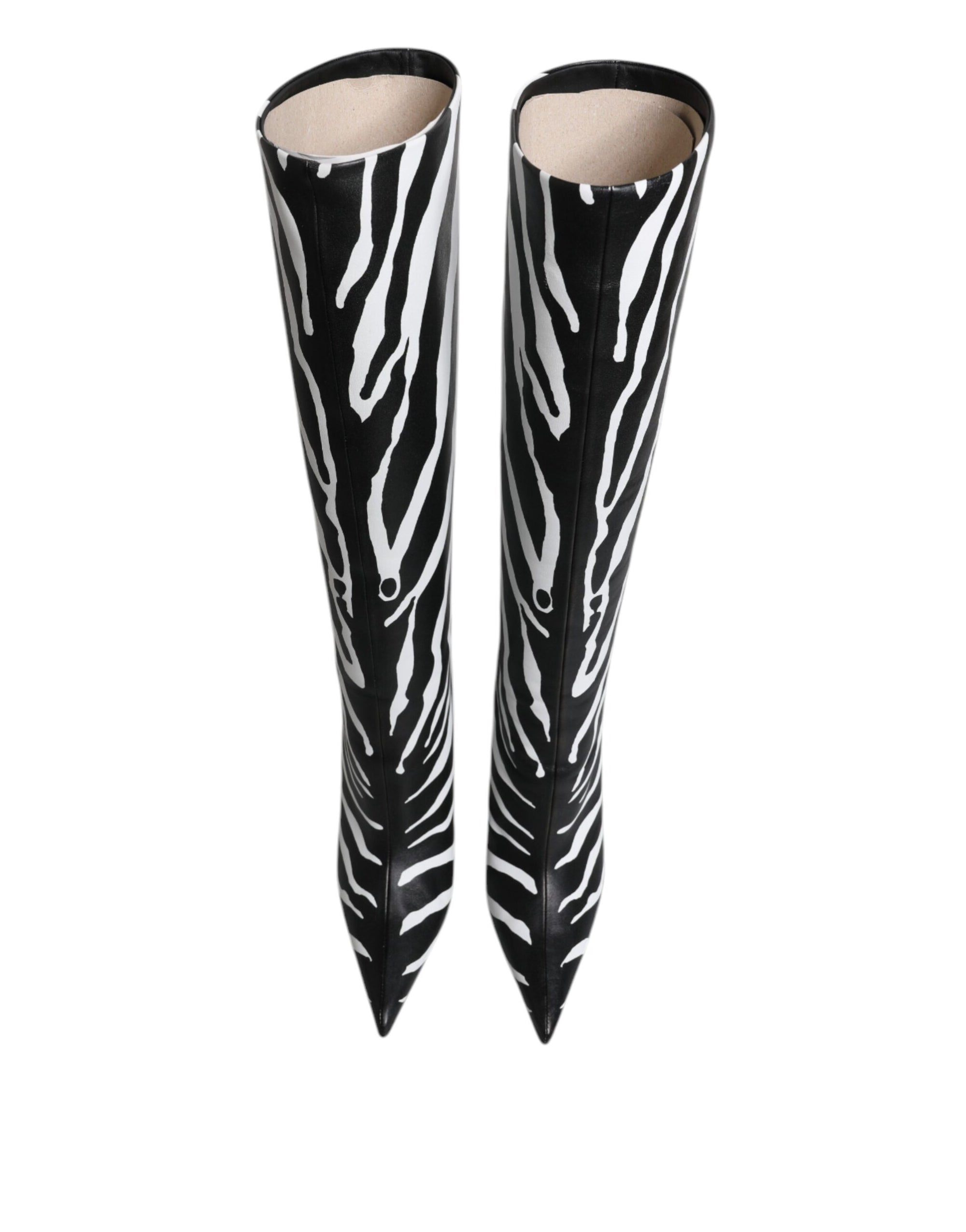 Dolce &amp; Gabbana Black White Zebra Heels High Boots Shoes