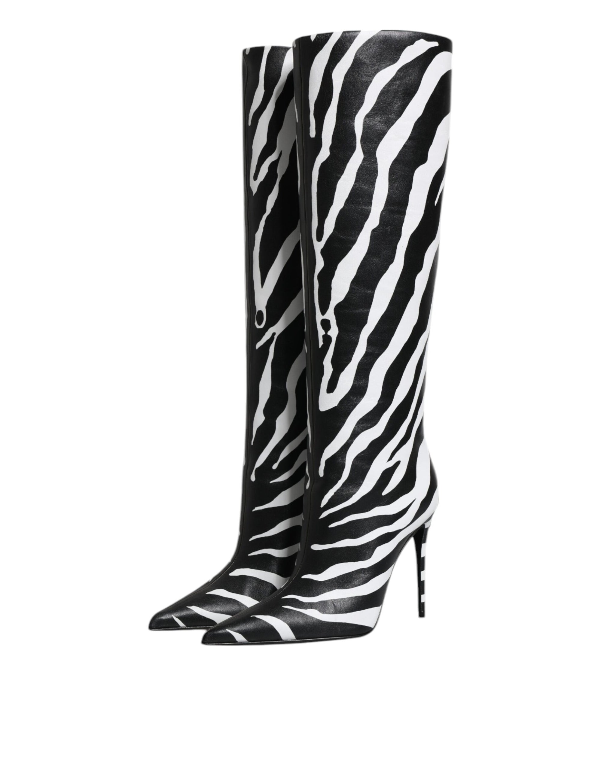Dolce &amp; Gabbana Black White Zebra Heels High Boots Shoes