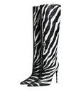 Dolce & Gabbana Black White Zebra Heels High Boots Shoes