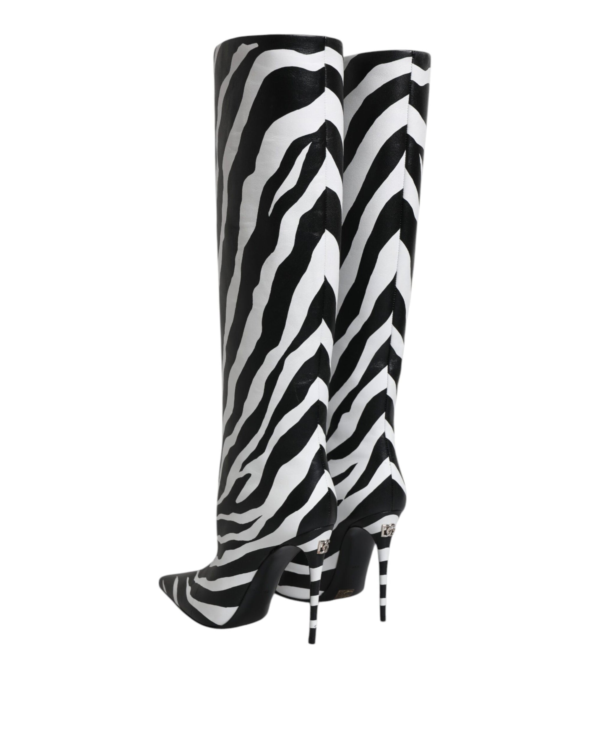 Dolce &amp; Gabbana Black White Zebra Heels High Boots Shoes
