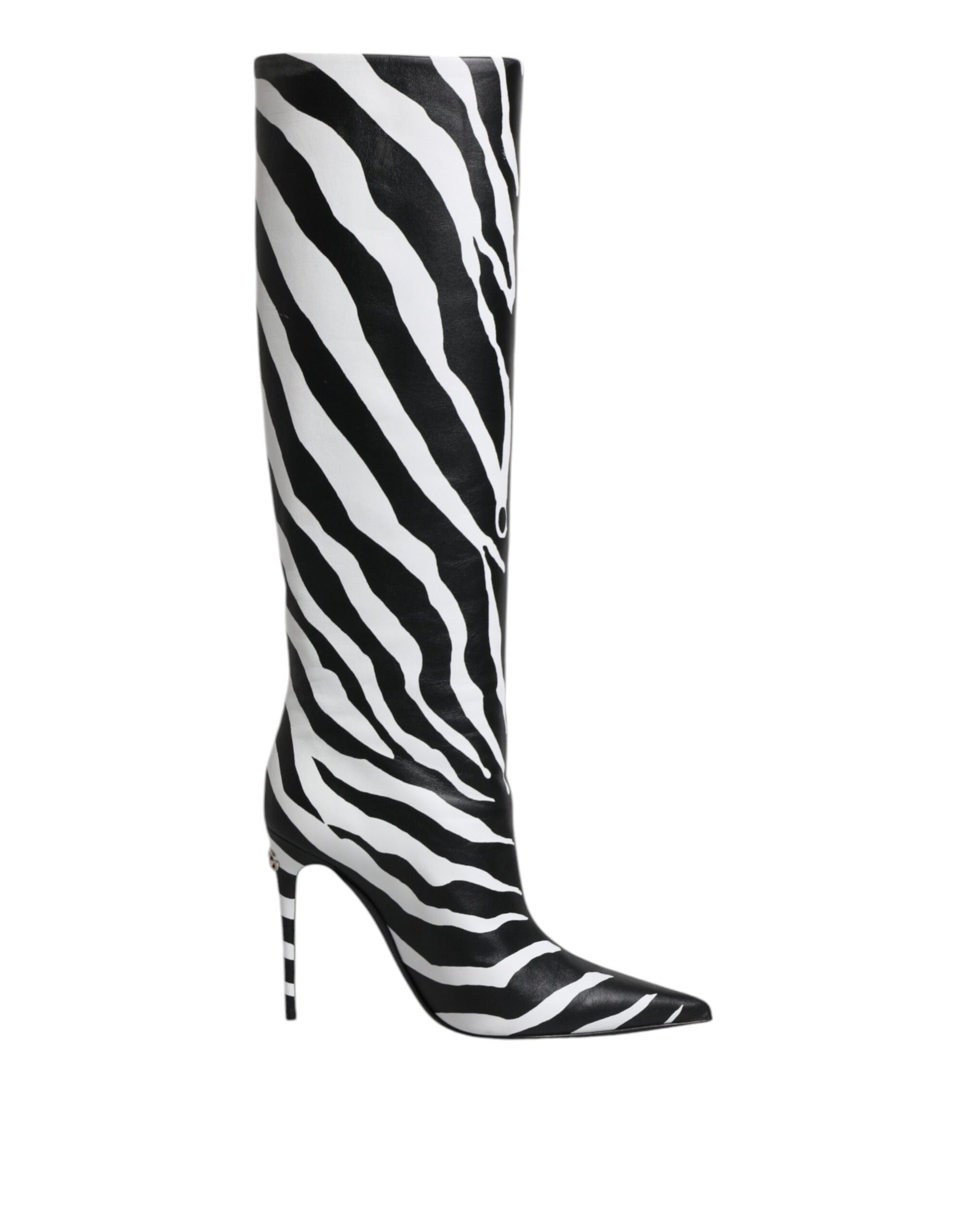 Dolce &amp; Gabbana Black White Zebra Heels High Boots Shoes