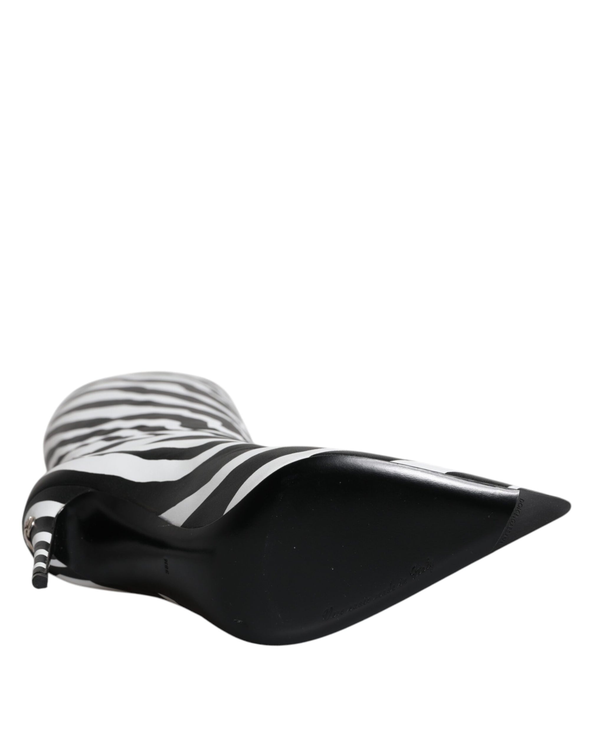 Dolce &amp; Gabbana Black White Zebra Heels High Boots Shoes