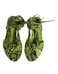 Dolce & Gabbana Green Animal Print Ankle Wrap Sandals Shoes