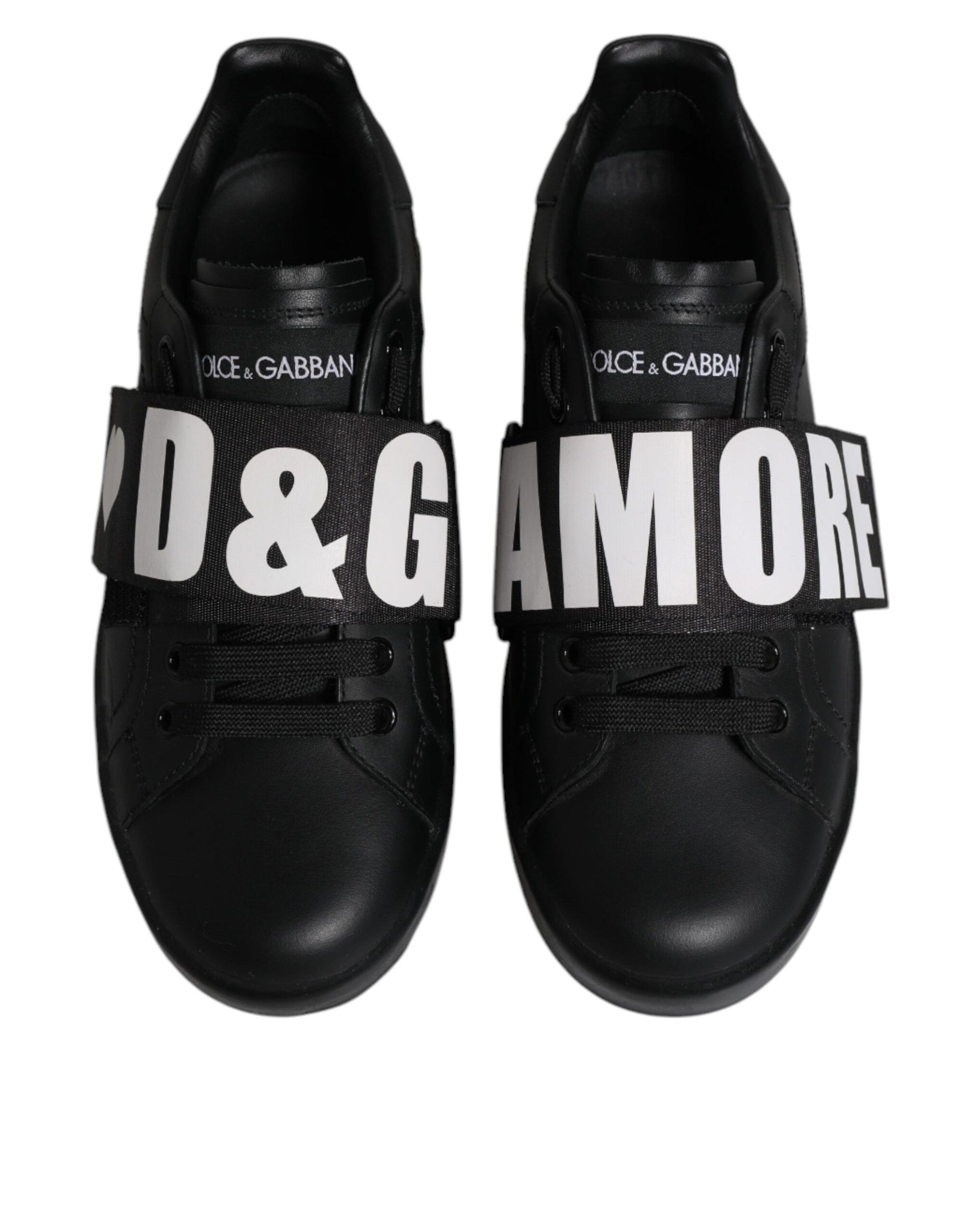 Dolce &amp; Gabbana Black D&amp;G AMORE Low Top Sneakers Shoes