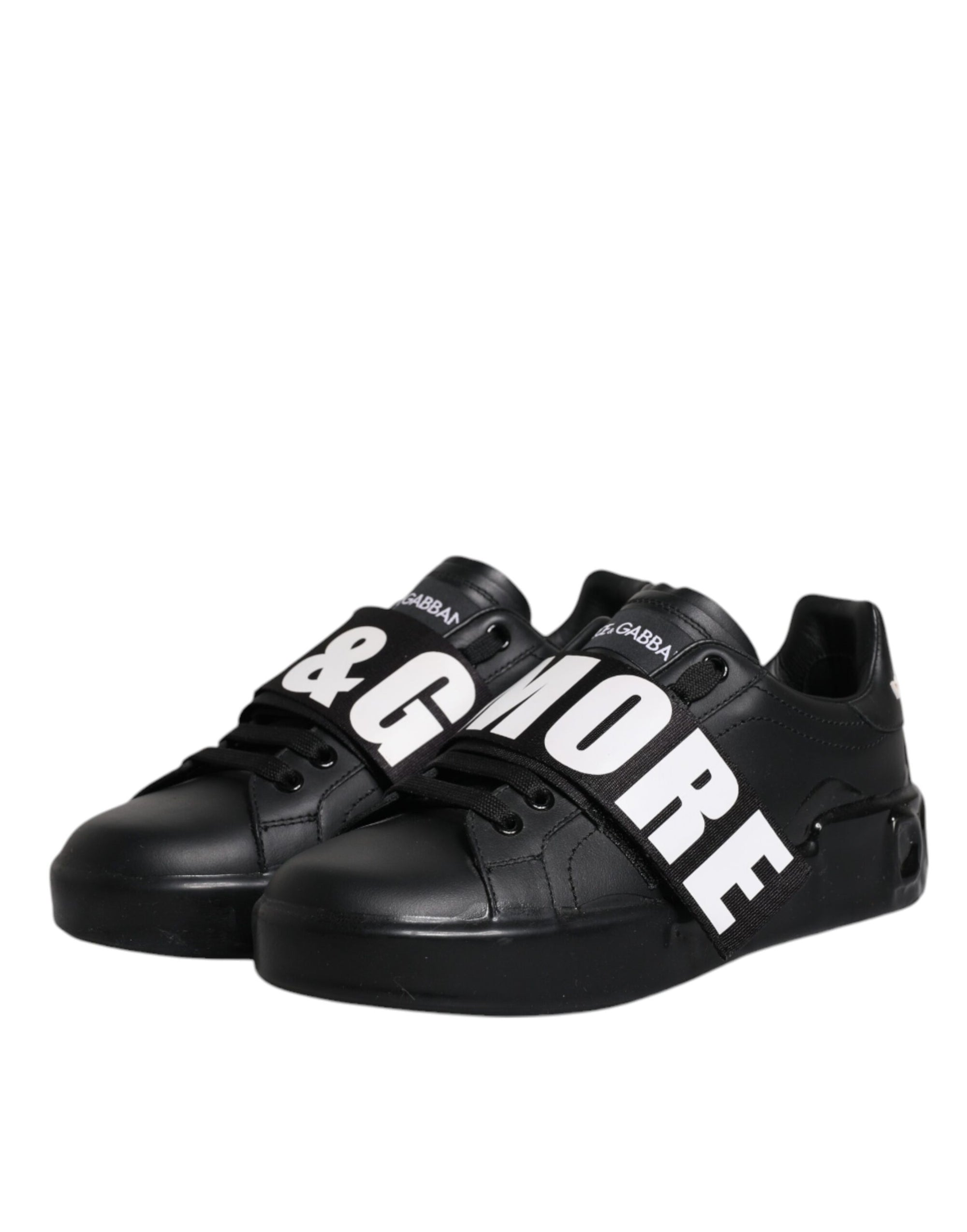 Dolce &amp; Gabbana Black D&amp;G AMORE Low Top Sneakers Shoes
