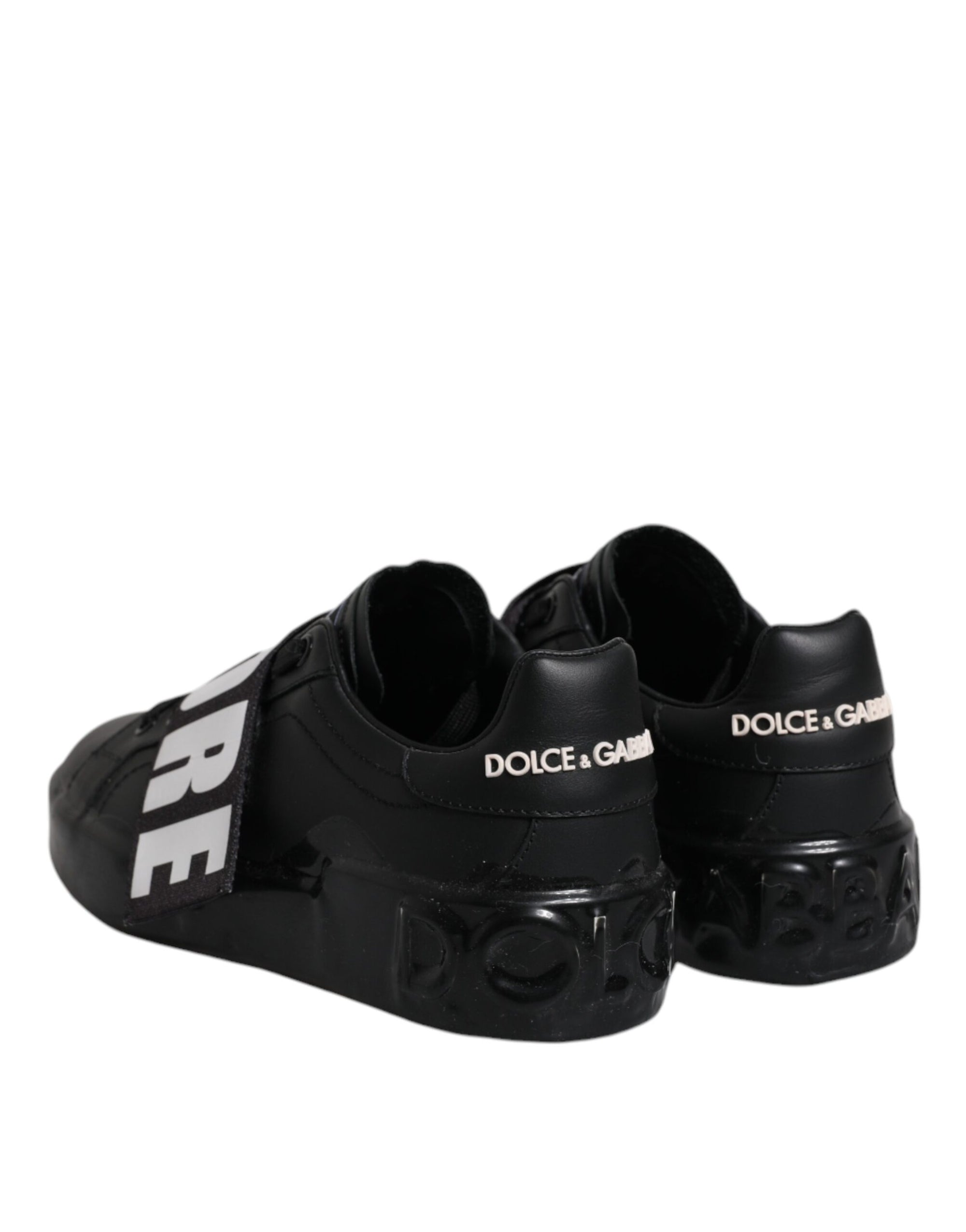 Dolce &amp; Gabbana Black D&amp;G AMORE Low Top Sneakers Shoes