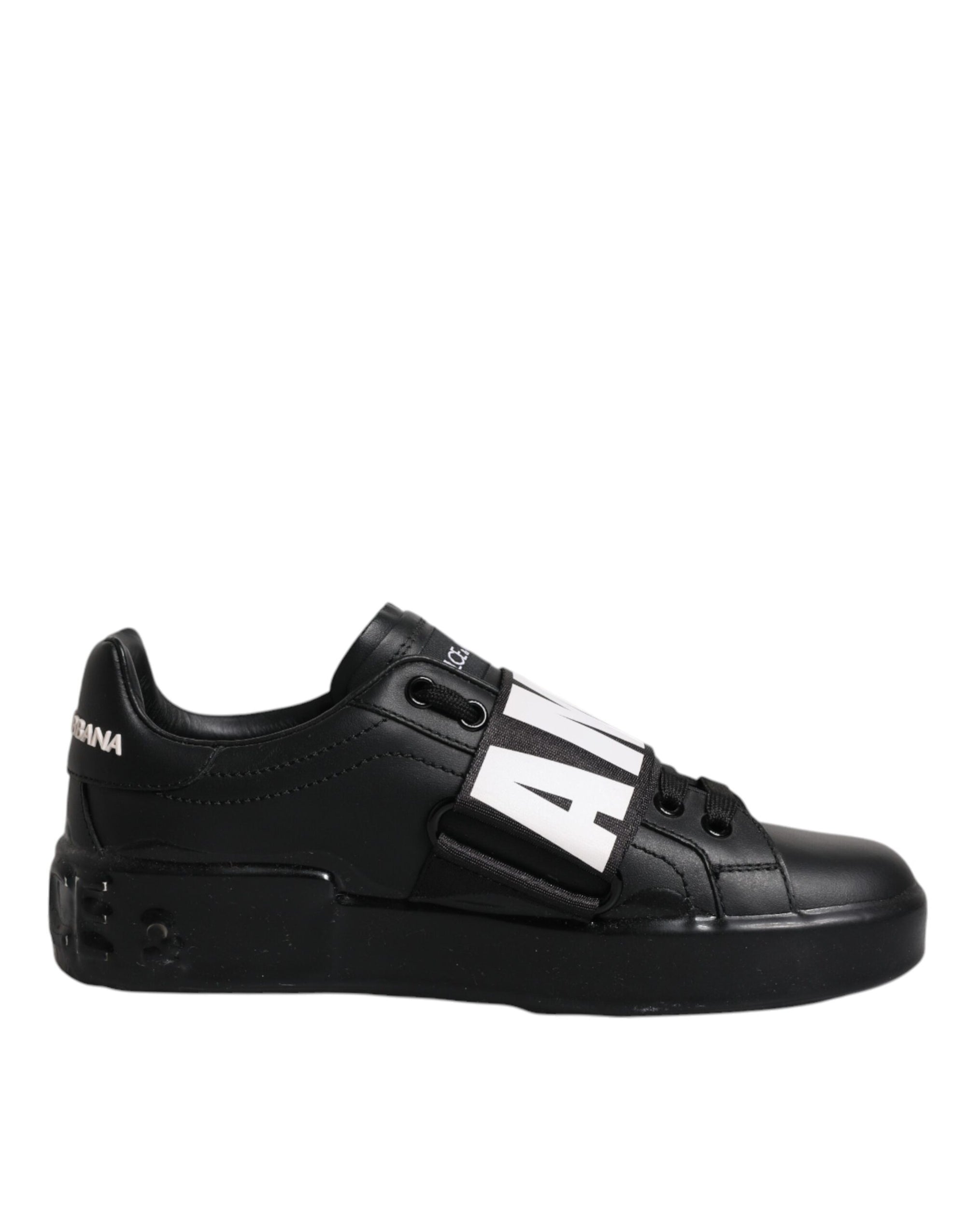 Dolce &amp; Gabbana Black D&amp;G AMORE Low Top Sneakers Shoes