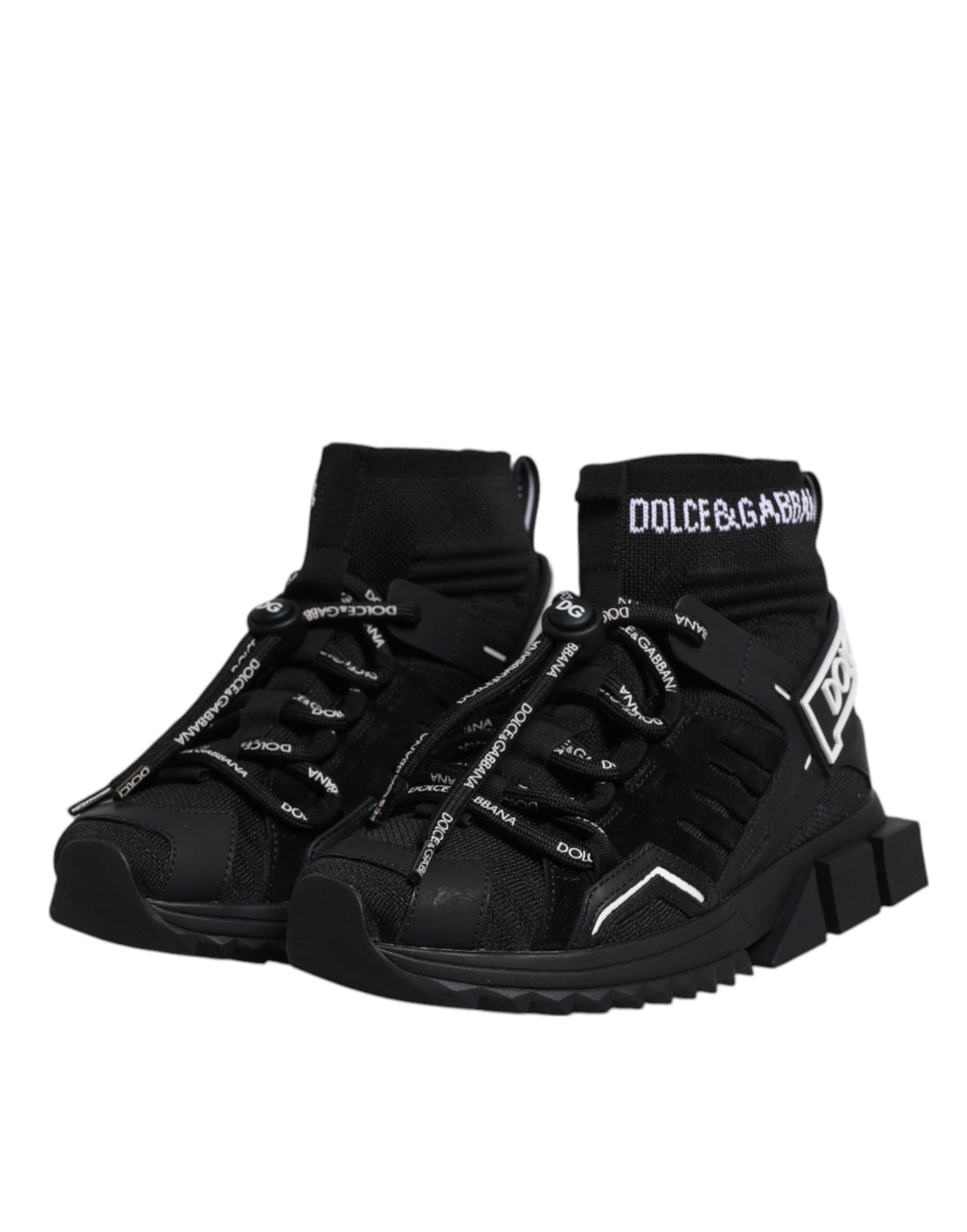 Dolce &amp; Gabbana Black Sorrento Socks Logo Sneakers Shoes