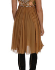 Dolce & Gabbana Crystal Silk Gold A-Line Gown Dress