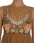 Dolce & Gabbana Crystal Silk Gold A-Line Gown Dress
