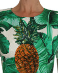 Dolce & Gabbana A-Line Banana Leaf Pineapple Crystal Dress