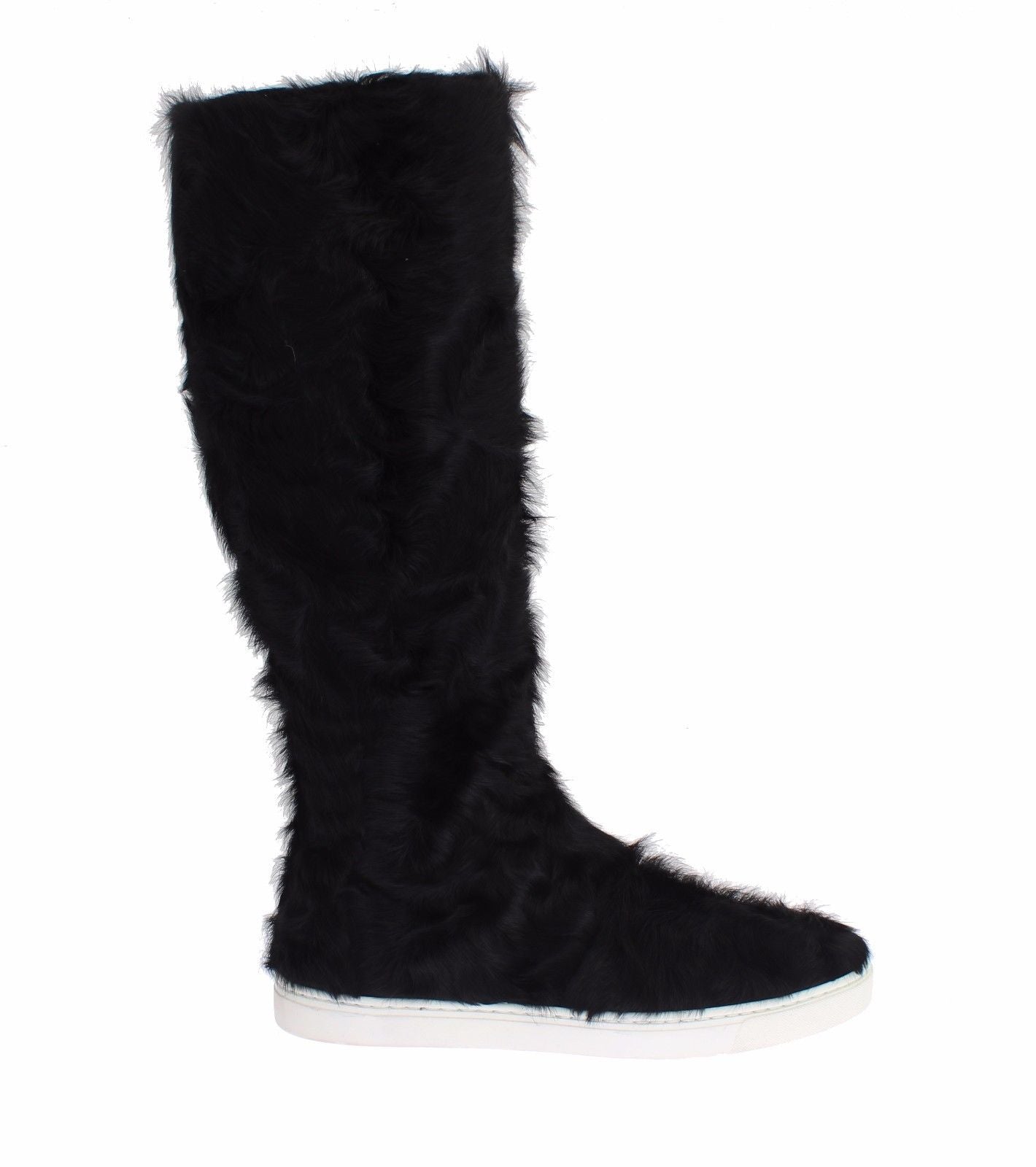 Dolce &amp; Gabbana Black Xiangao Lamb Fur Leather Boots
