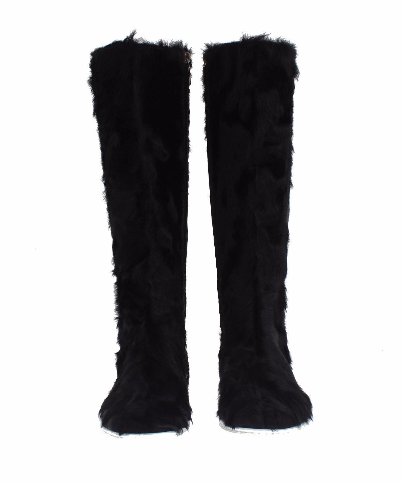 Dolce &amp; Gabbana Black Xiangao Lamb Fur Leather Boots