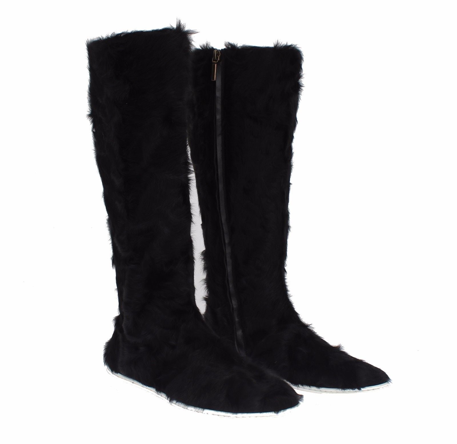 Dolce &amp; Gabbana Black Xiangao Lamb Fur Leather Boots
