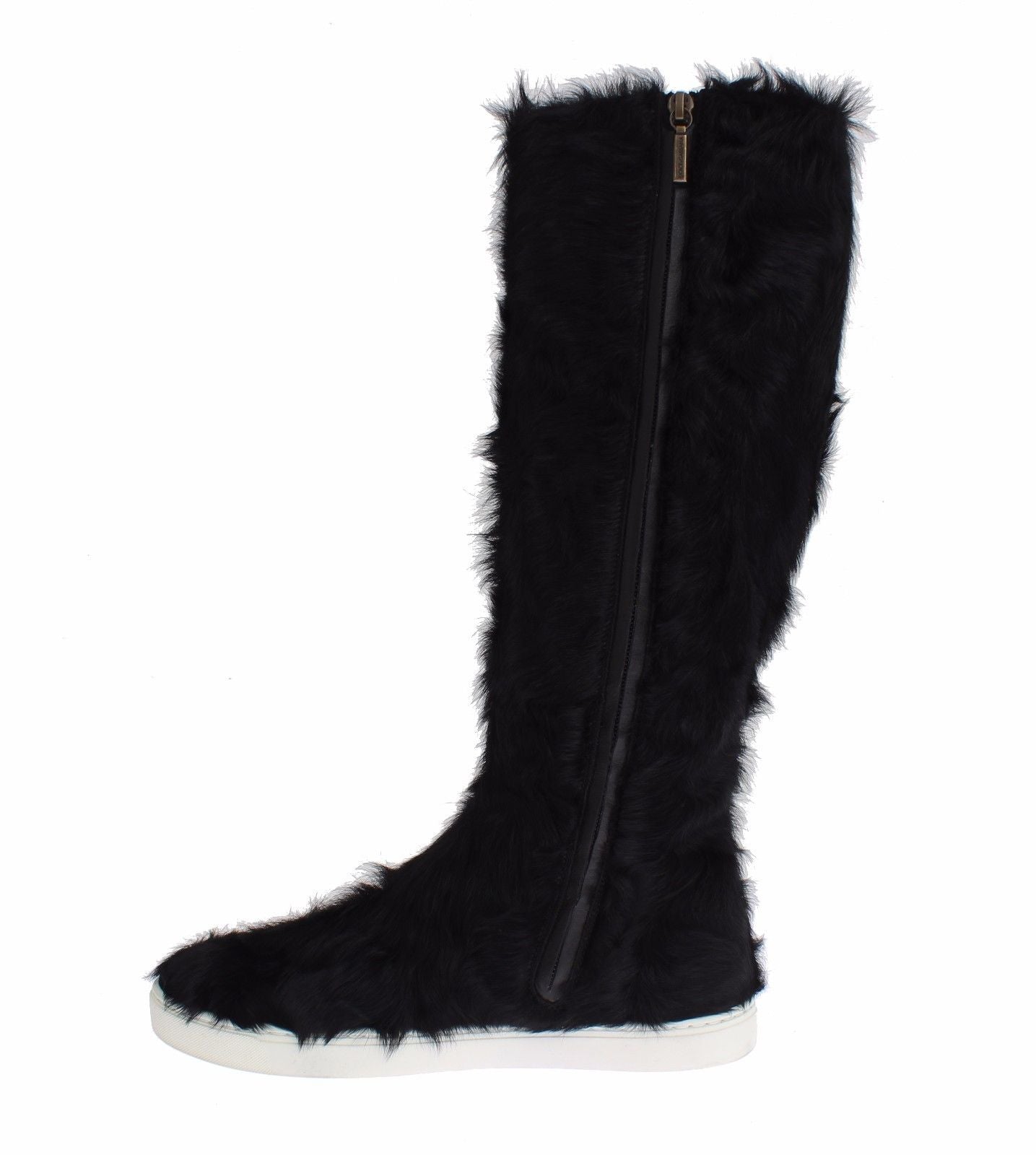 Dolce &amp; Gabbana Black Xiangao Lamb Fur Leather Boots