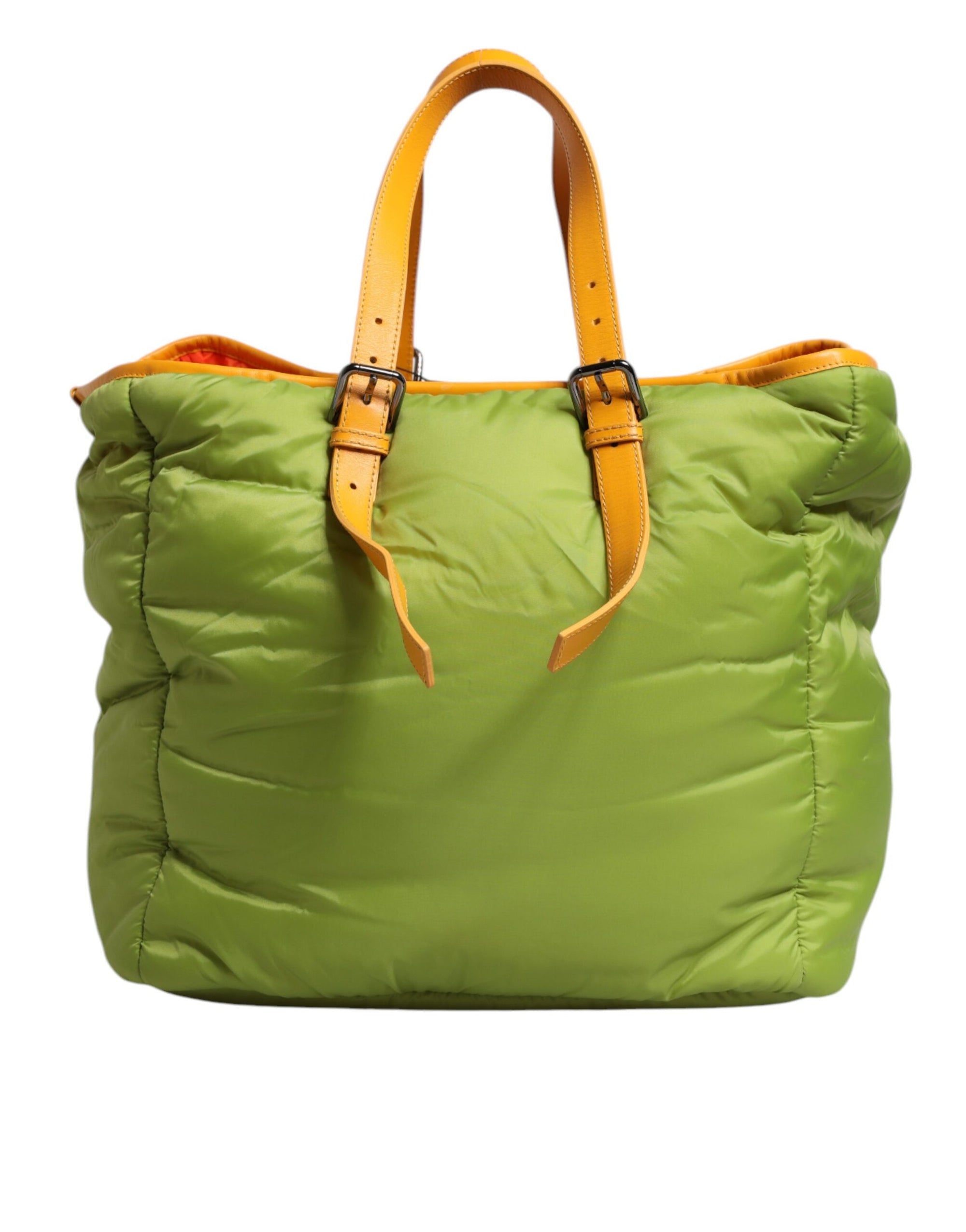 Dolce &amp; Gabbana Green Nylon Padded Logo Plaque Tote Crossbody Bag