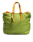 Dolce & Gabbana Green Nylon Padded Logo Plaque Tote Crossbody Bag