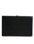 Dolce & Gabbana Black Leather Gold Frame Clutch Evening Party Purse Bag