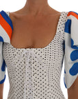 Dolce & Gabbana White Polka Silk Corset Bustier Top
