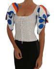 Dolce & Gabbana White Polka Silk Corset Bustier Top