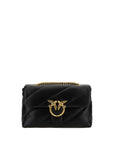 PINKO Black Calf Leather Bos Taurus Shoulder Bag