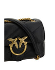PINKO Black Calf Leather Bos Taurus Shoulder Bag
