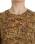 Dolce & Gabbana Multicolor Mosaic Print Silk Blouse T-shirt