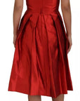 Dolce & Gabbana Red A-line Pleated Midi Satin Silk Dress