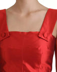 Dolce & Gabbana Red A-line Pleated Midi Satin Silk Dress