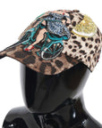 Dolce & Gabbana Brown Leopard Sequin Sicily Applique Baseball Hat