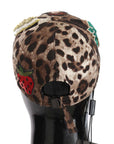 Dolce & Gabbana Brown Leopard Sequin Sicily Applique Baseball Hat