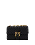 PINKO Black Calf Leather Bos Taurus Shoulder Bag