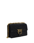 PINKO Black Calf Leather Bos Taurus Shoulder Bag