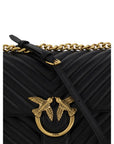 PINKO Black Calf Leather Bos Taurus Shoulder Bag