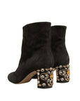 Dolce & Gabbana Black Embellished Heel Ankle Boots Shoes