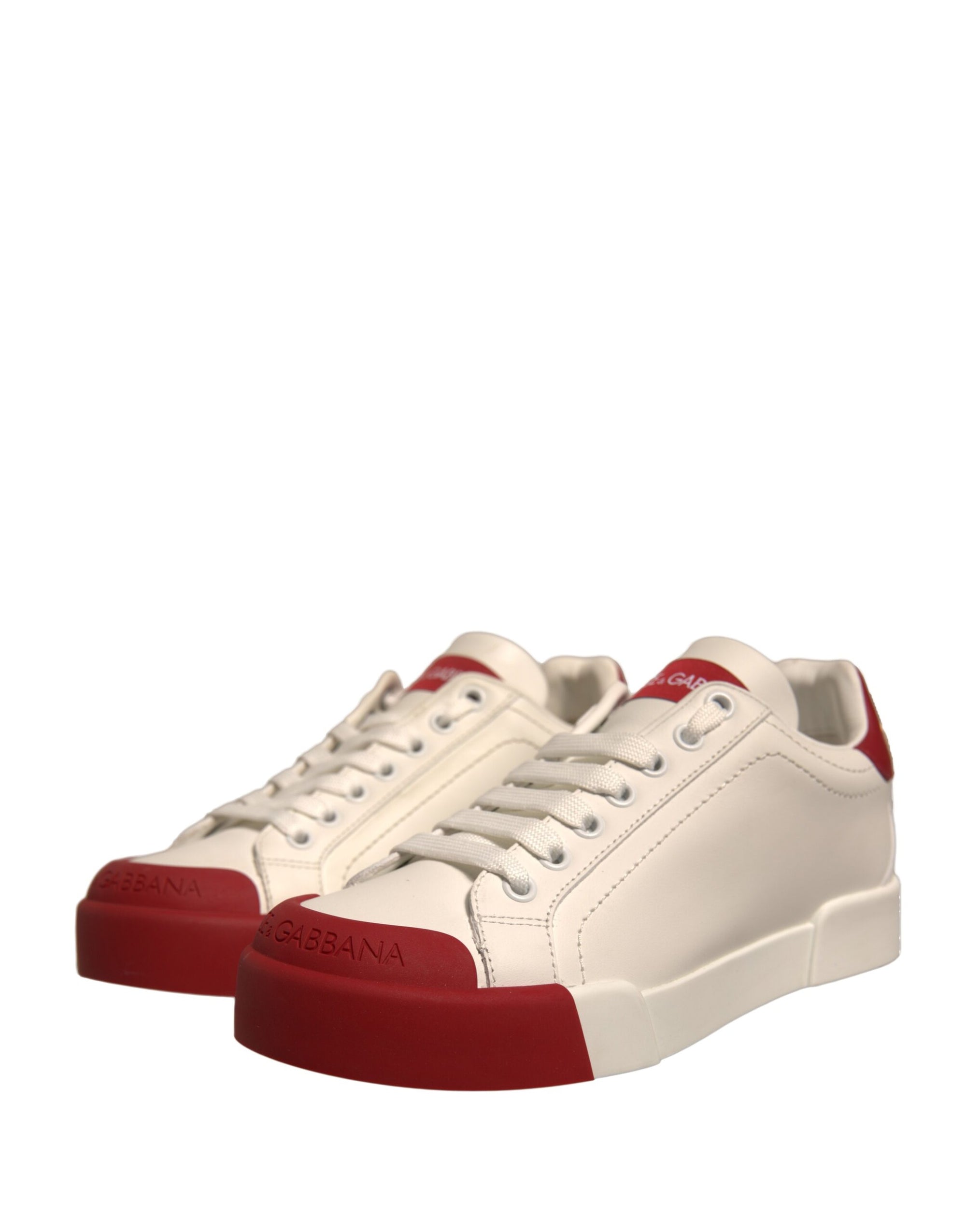 Dolce &amp; Gabbana Shoes White Leather Logo Portofino Sneakers