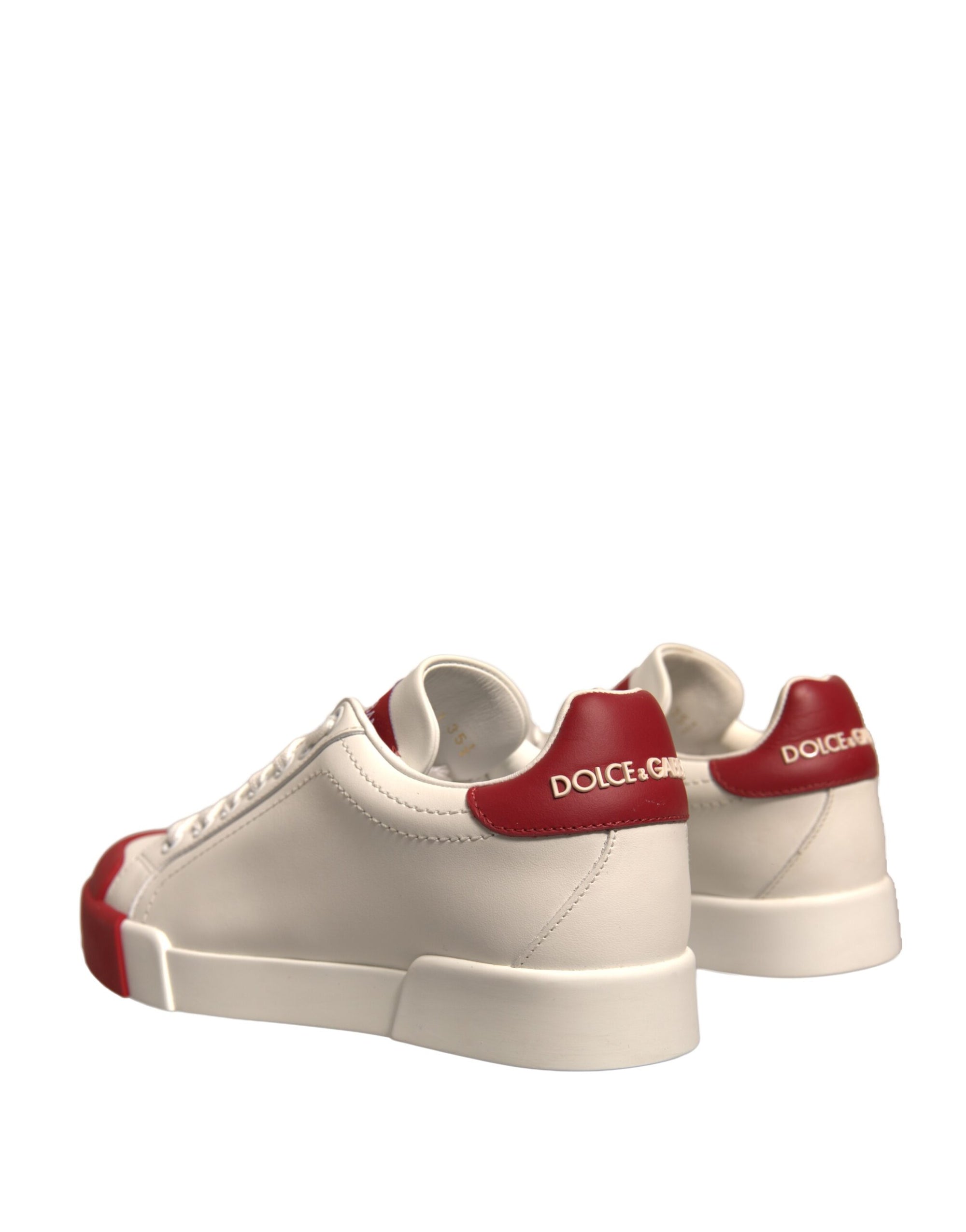 Dolce &amp; Gabbana Shoes White Leather Logo Portofino Sneakers