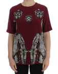 Dolce & Gabbana Red Knight Print Silk Blouse T-shirt