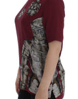 Dolce & Gabbana Red Knight Print Silk Blouse T-shirt