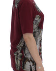 Dolce & Gabbana Red Knight Print Silk Blouse T-shirt