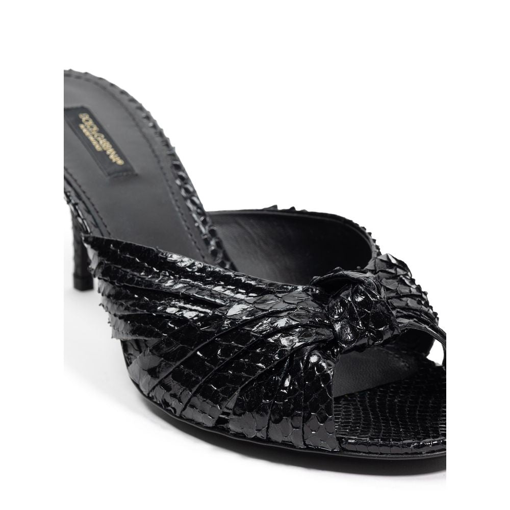 Dolce &amp; Gabbana Black Snake Skin  Platform Sandals